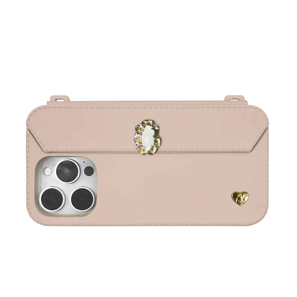 Valentine's Day Special Offer:  iPhone 16 Purse Case with Case Jewel Floral Pearl Oval - Nude | Stylebase