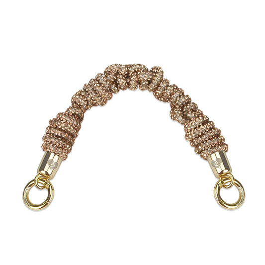Hand Knitted Strap - Short Champaign Crystal braided