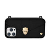 Sleek black iPhone 15 Pro purse case - Slim card compartment & metal accents