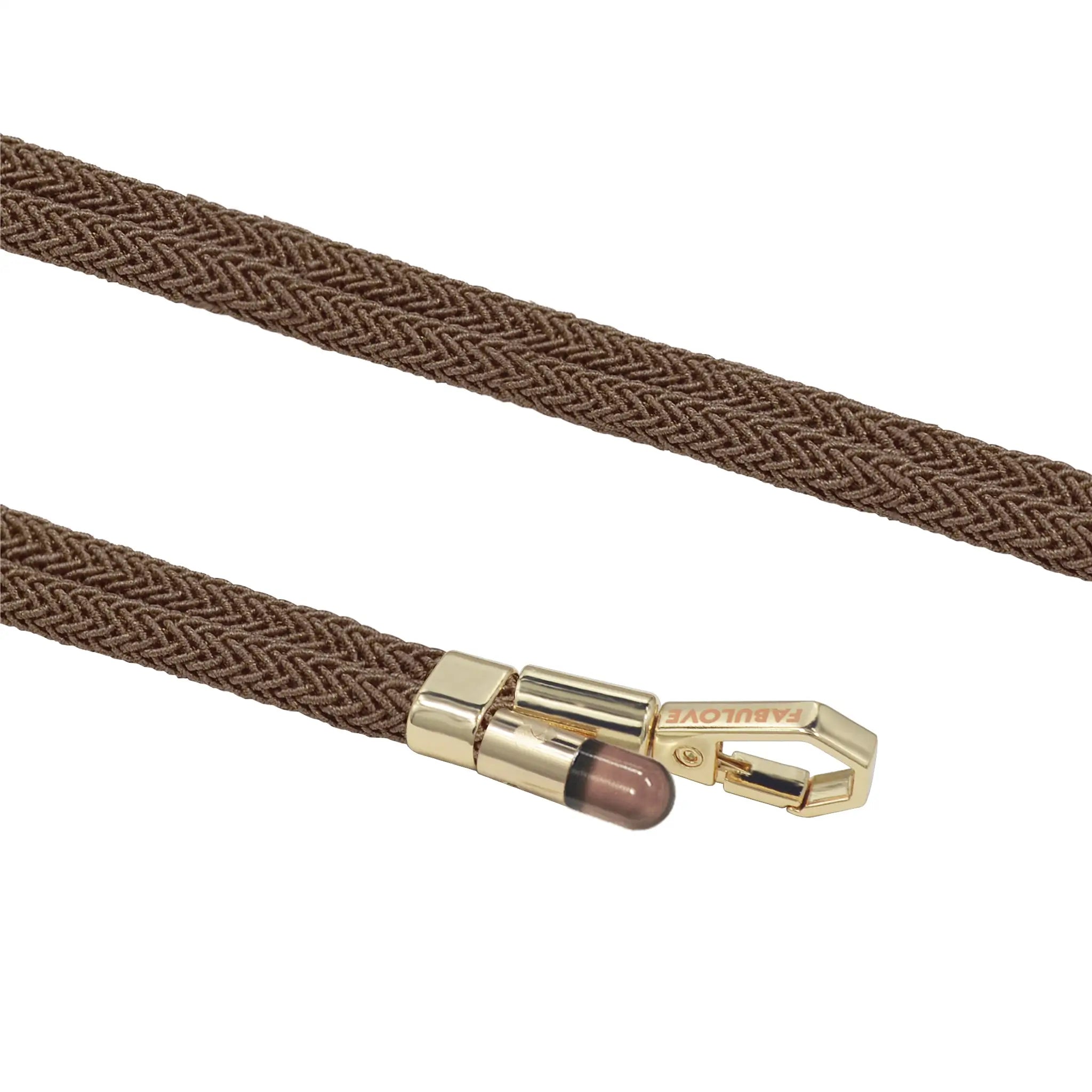 Adjustable Lurex Crossbody Strap With Tiny Bulb - Caramel Brown