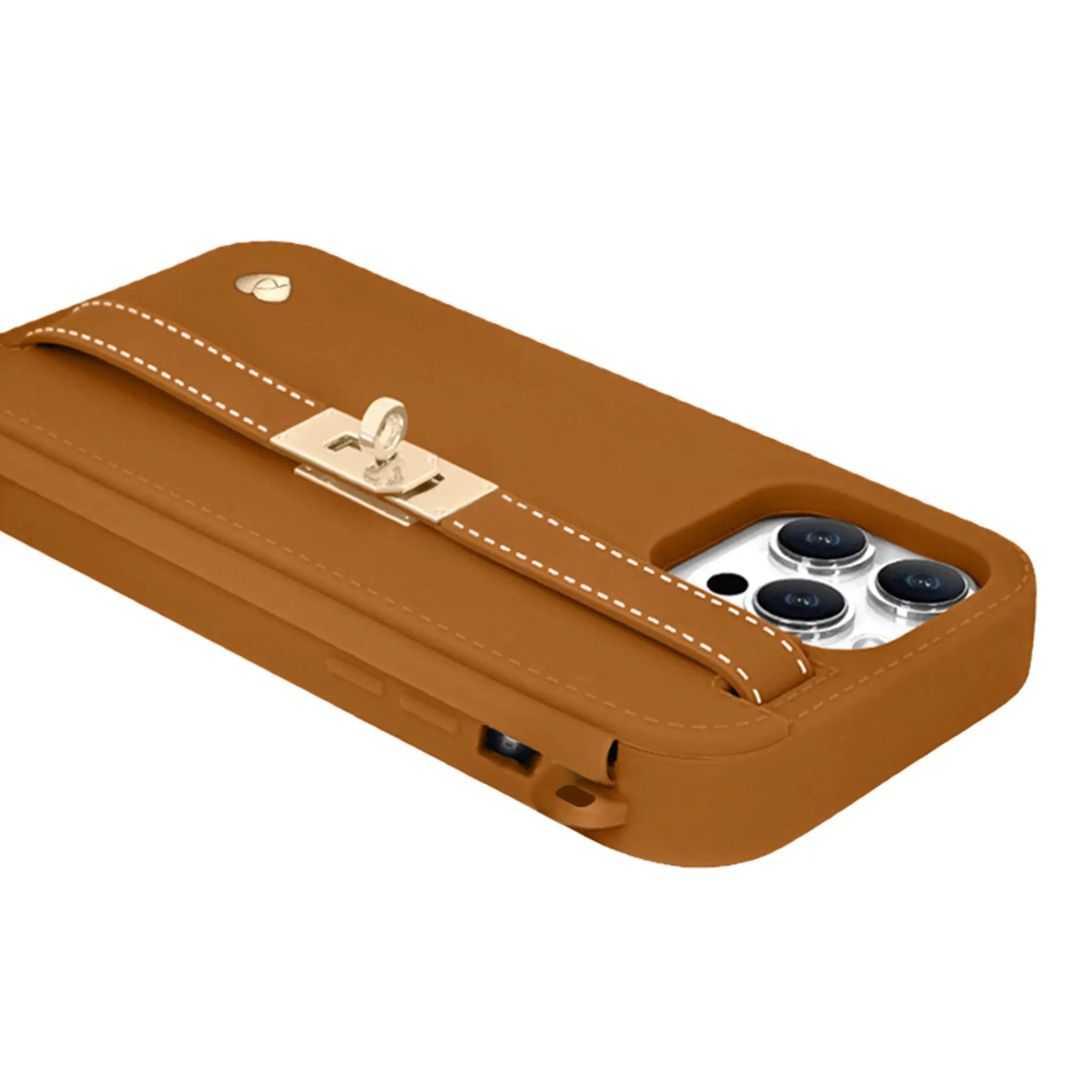 Recycled Silicone iPhone Purse Case with Card Compartment, Brown | LUMI