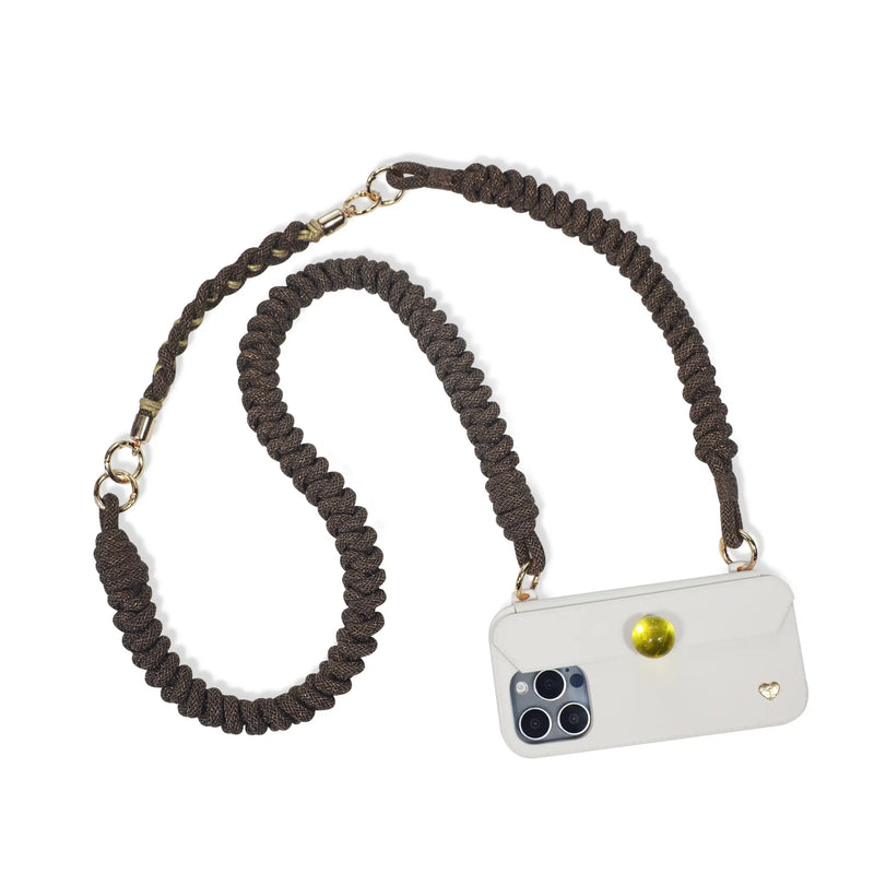 Caramel brown strap system fully mounted on FABULOVE case