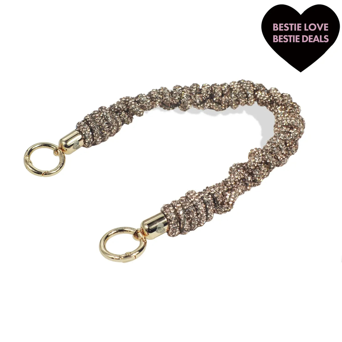 Hand-Braided Crystal Wrislet Strap - Rose Golden