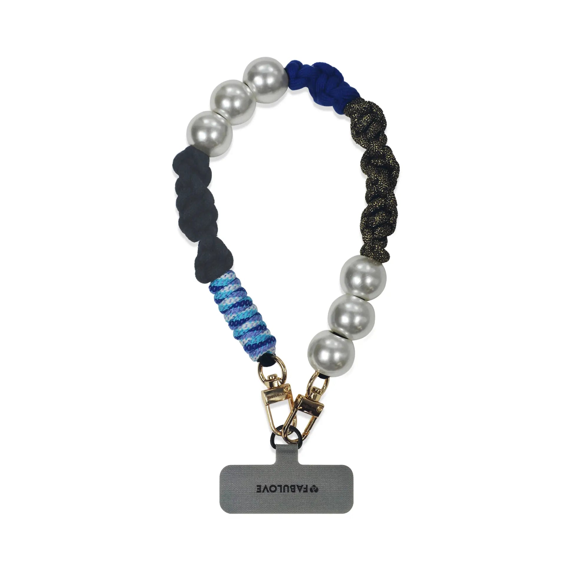 Hades wristlet in hand-braided TENCEL™ hanging with clasped strap card