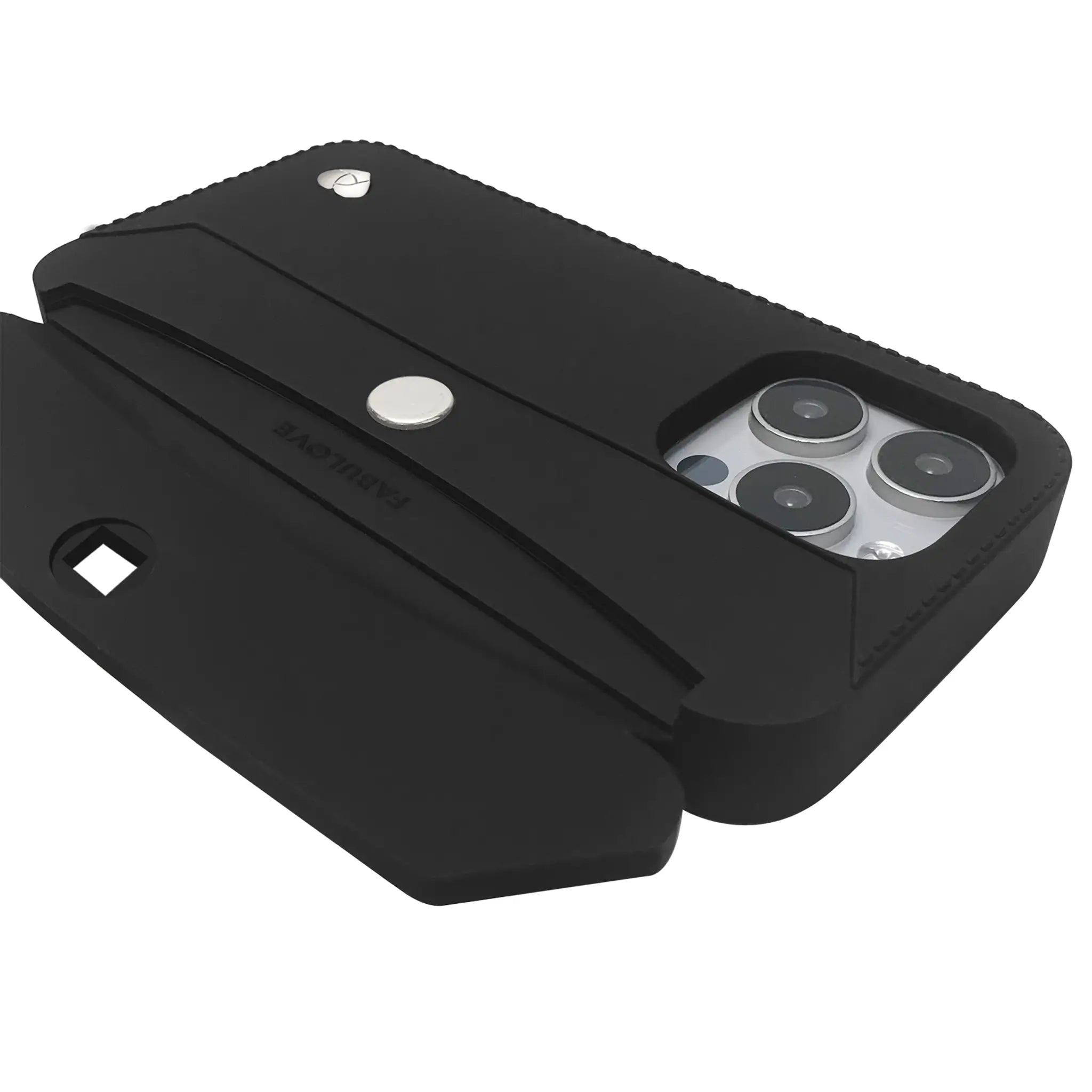 iPhone 16 Purse Case with Silver Accents - Black | Stylebase