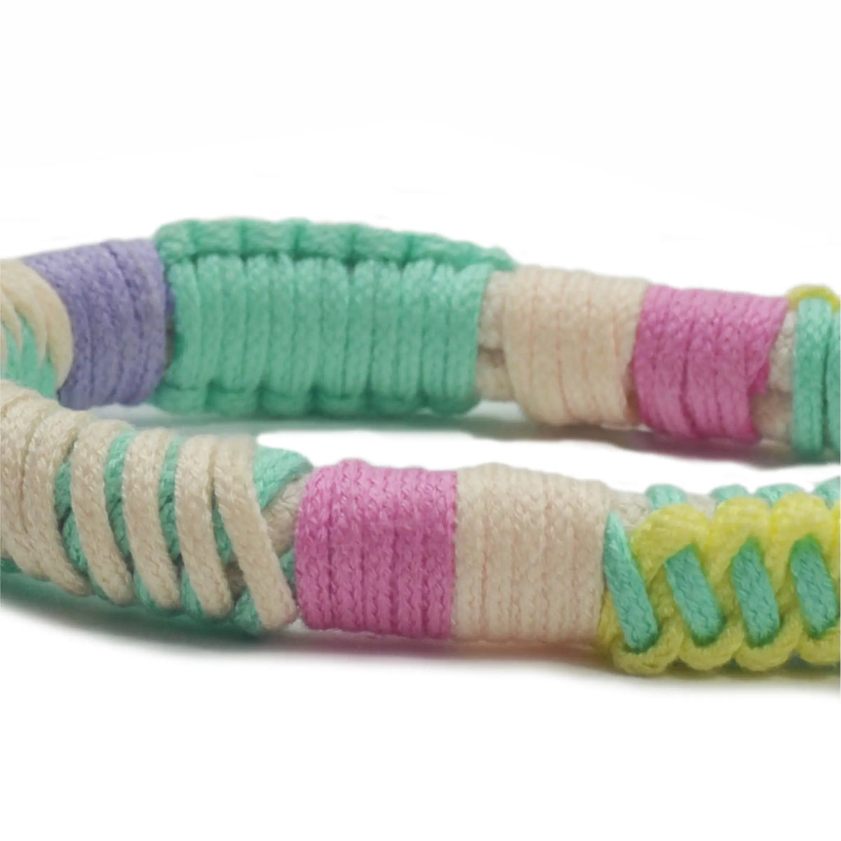 Detailed view of hand-braided TENCEL™ strap  in Mint Mambo color