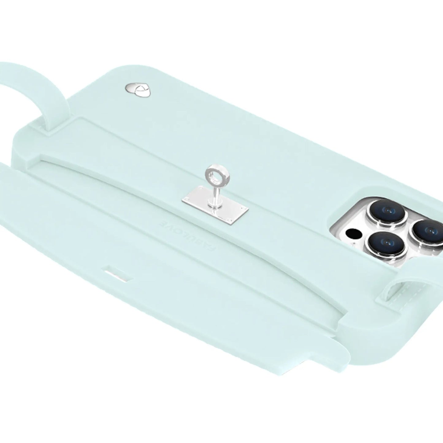 Recycled Silicone iPhone Purse Case with Card Compartment, Mint | LUMI