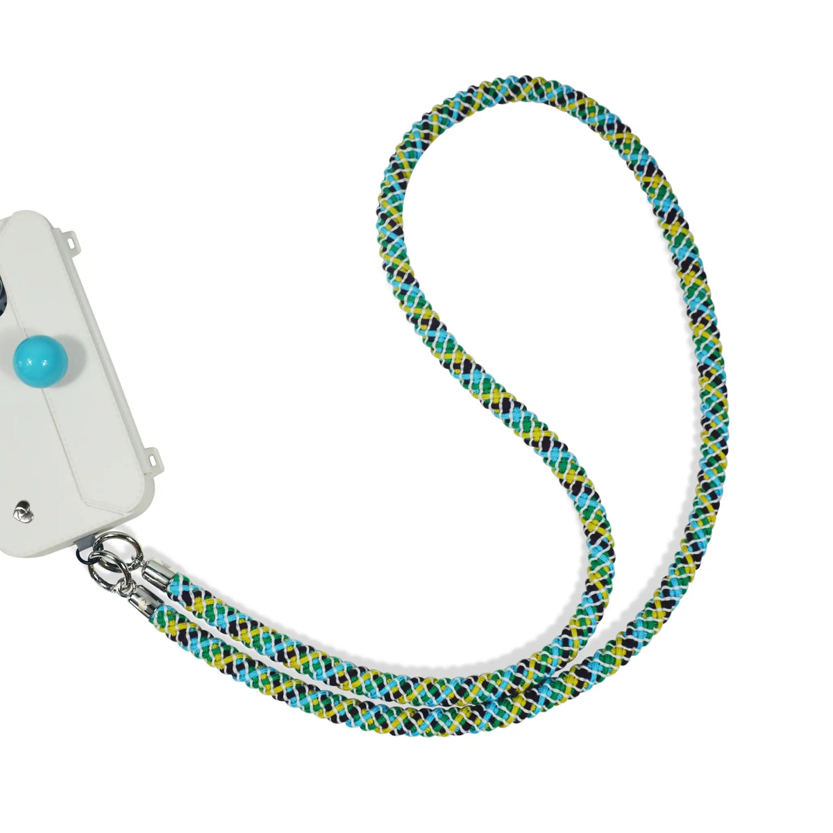 Strap on phone via connector card