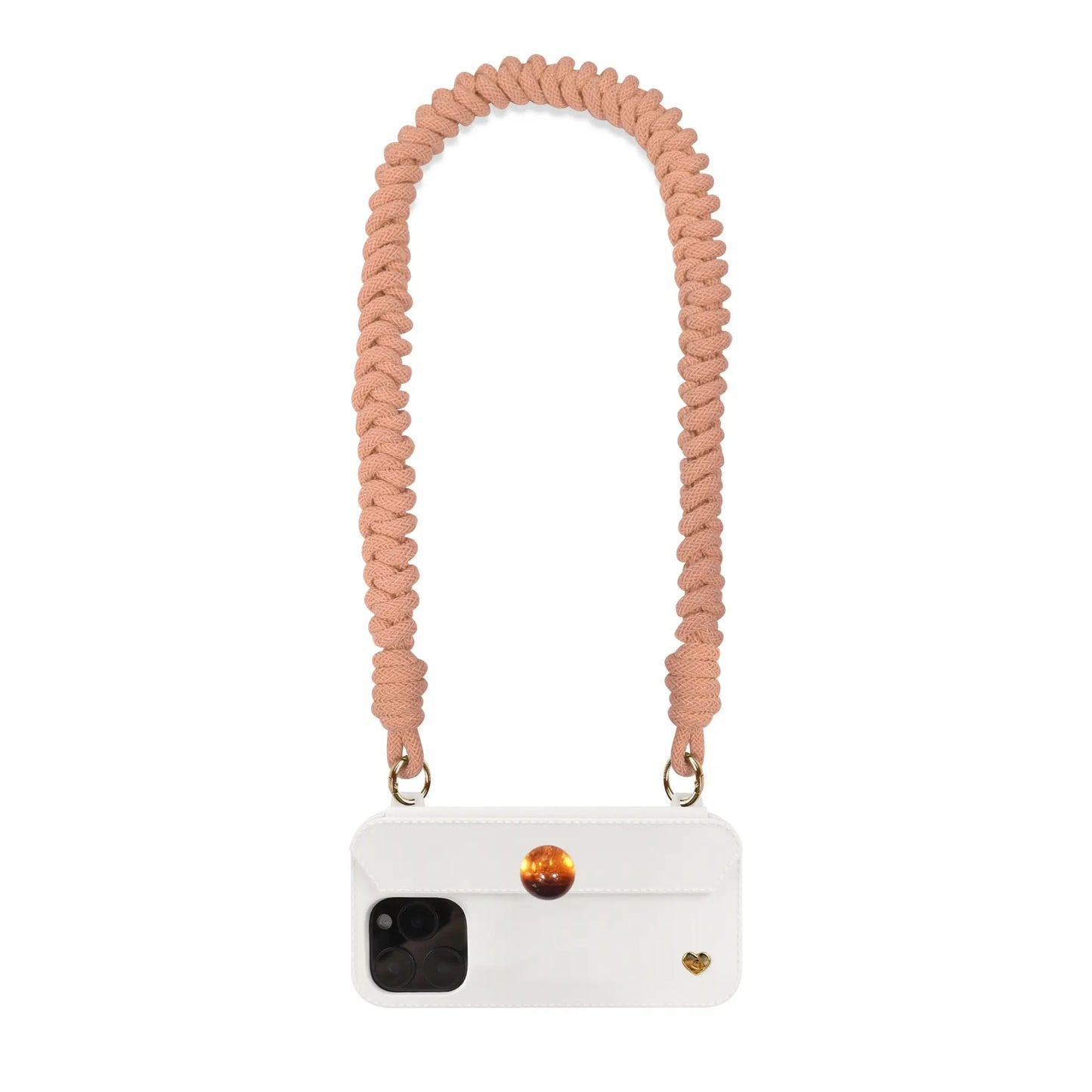 Hand-Braided Flexi Strap – Shoulder/Wristlet/Handle Set- Peach Orange
