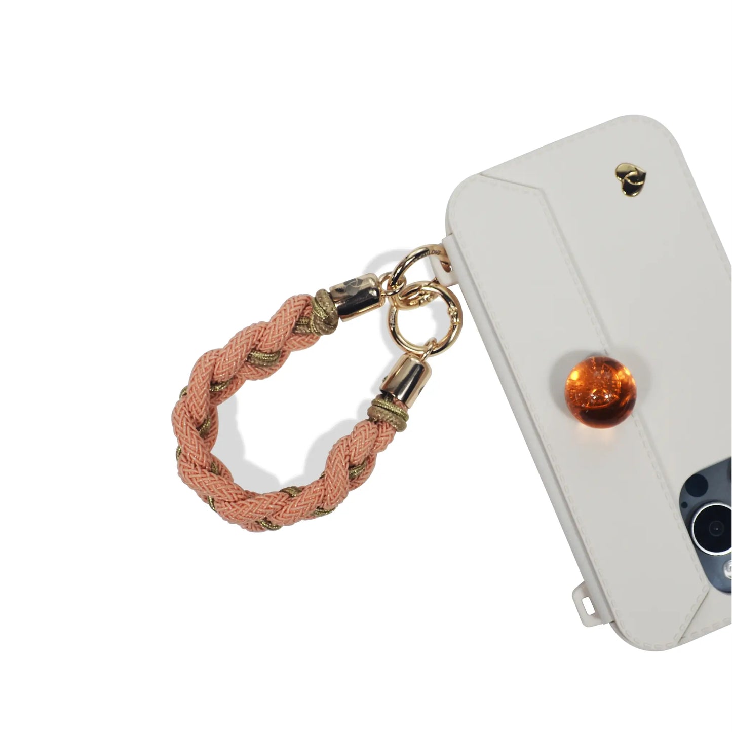 Hand-Braided Flexi Strap – Shoulder/Wristlet/Handle Set- Peach Orange