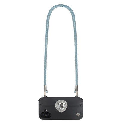 Adjustable Lurex Crossbody Strap With Tiny Bulb - Peacock Blue