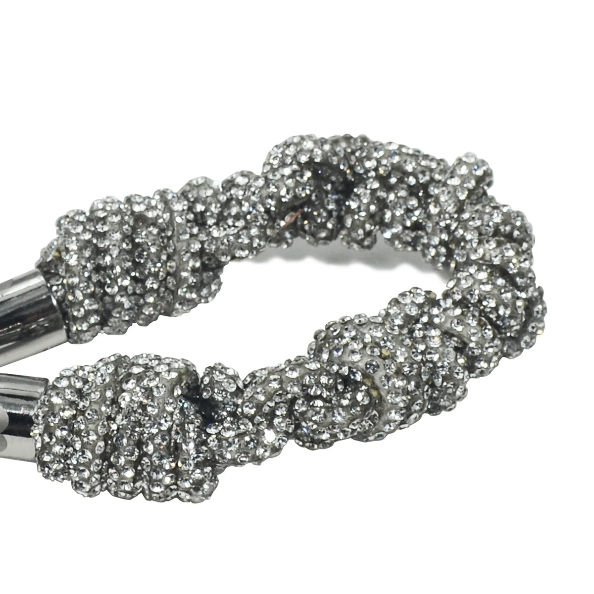 Hand-Braided Crystal Handle Strap - Silver