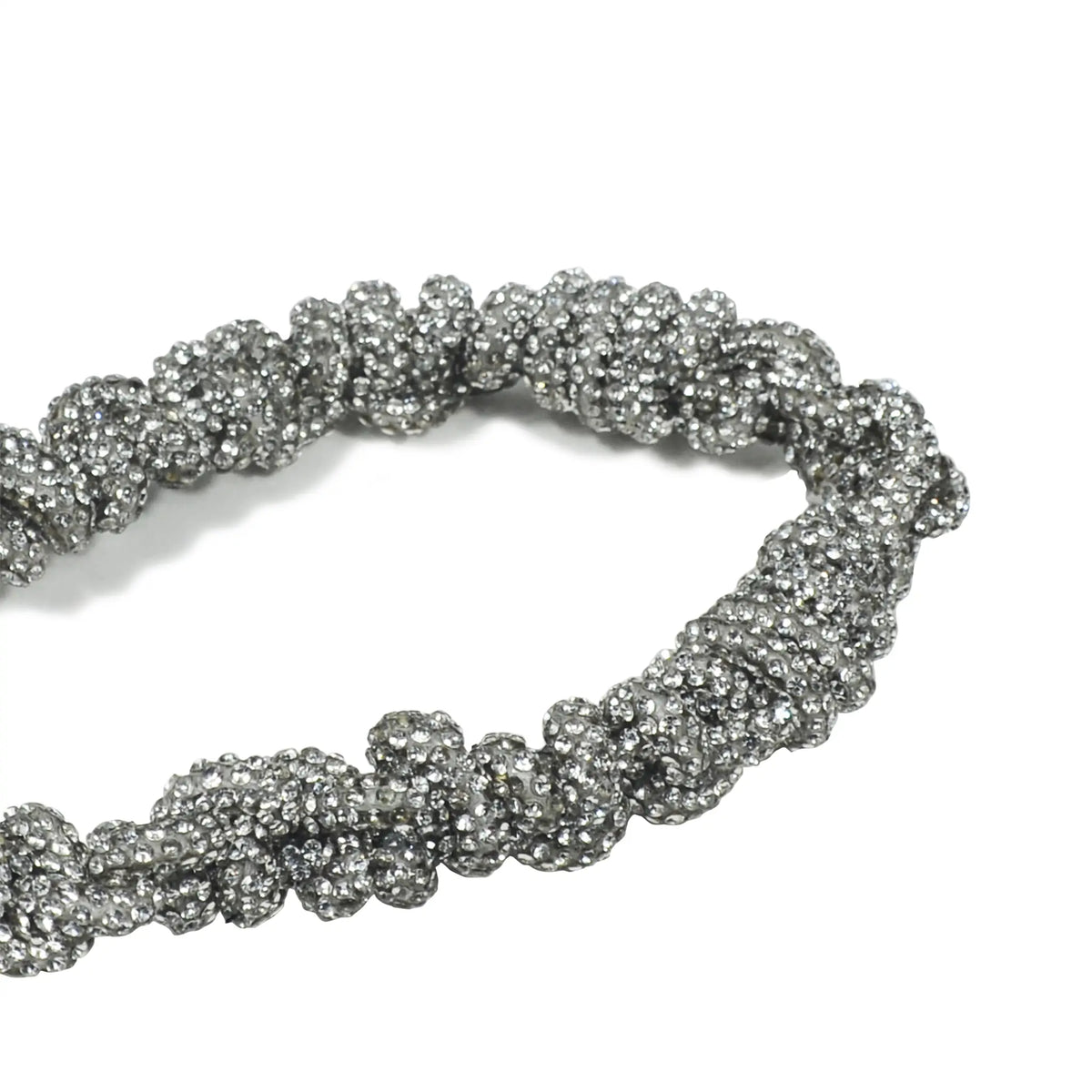Hand-Braided Crystal Wrislet Strap - Silver