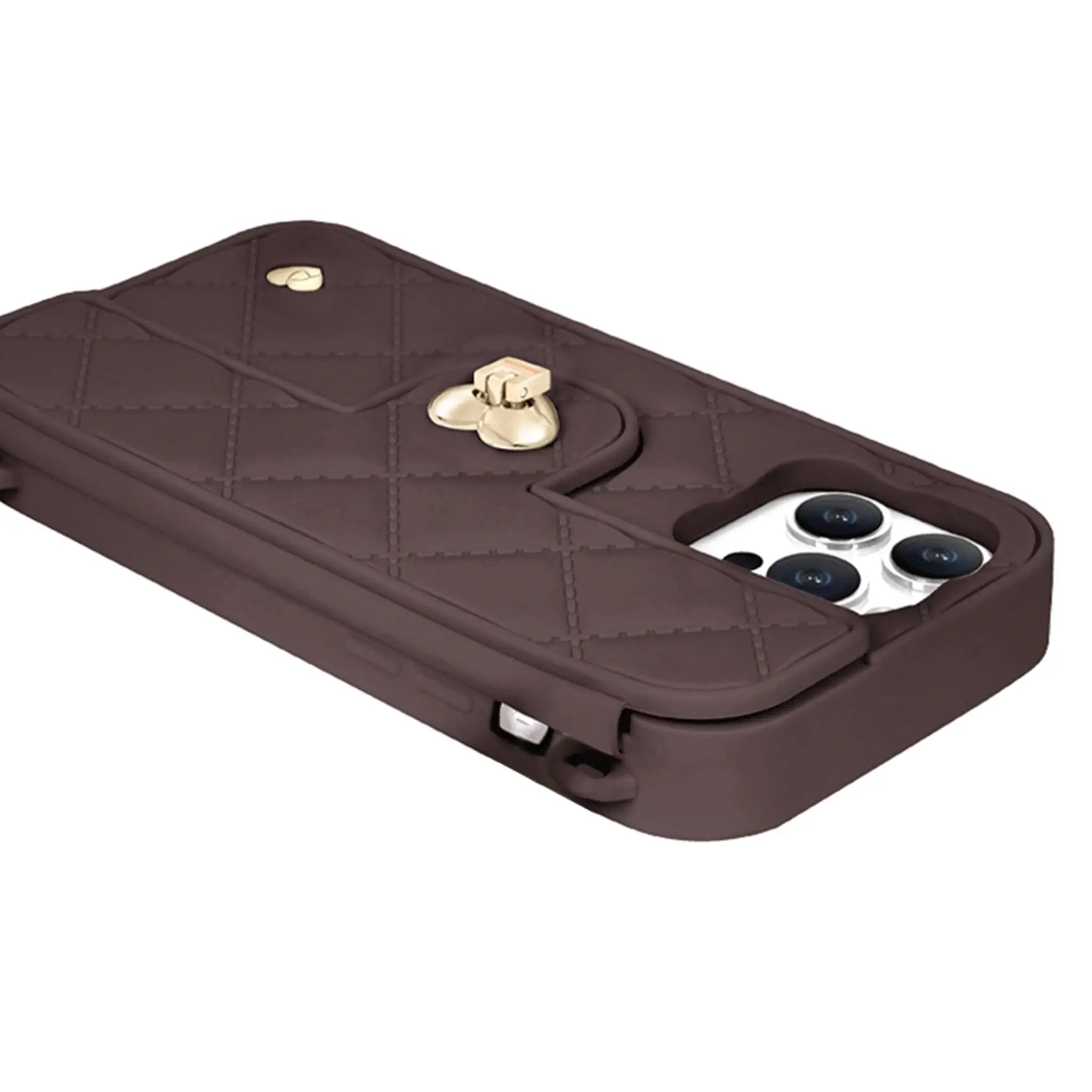 Purse Case: Card Compartment, iPhone 13-15, Chocalate | SOL