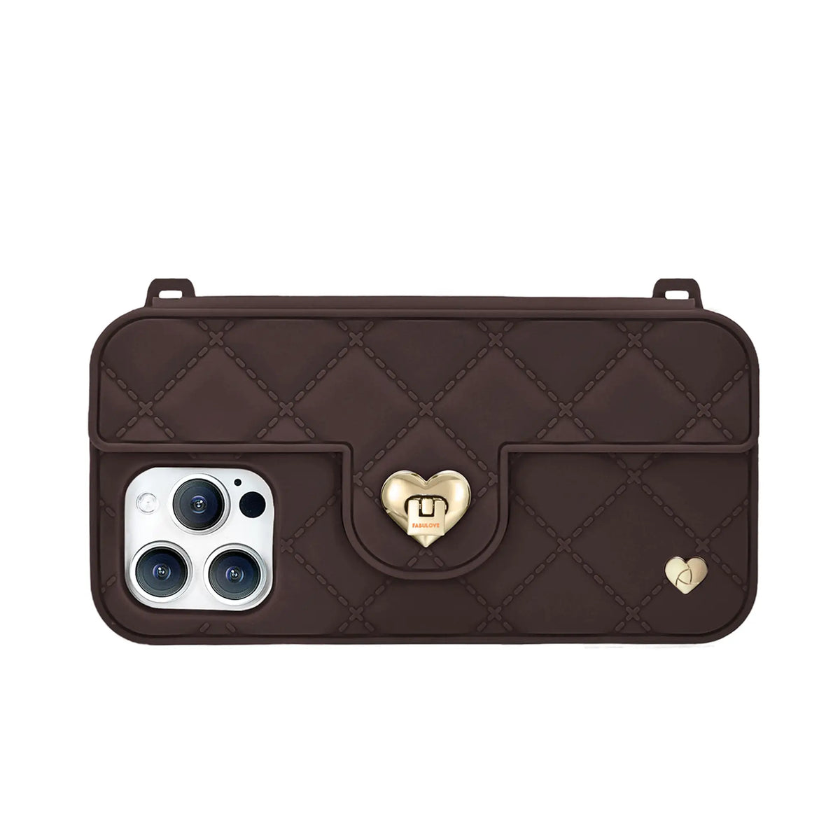 Chocolate brown purse case with card slot for iPhone 15 Pro
