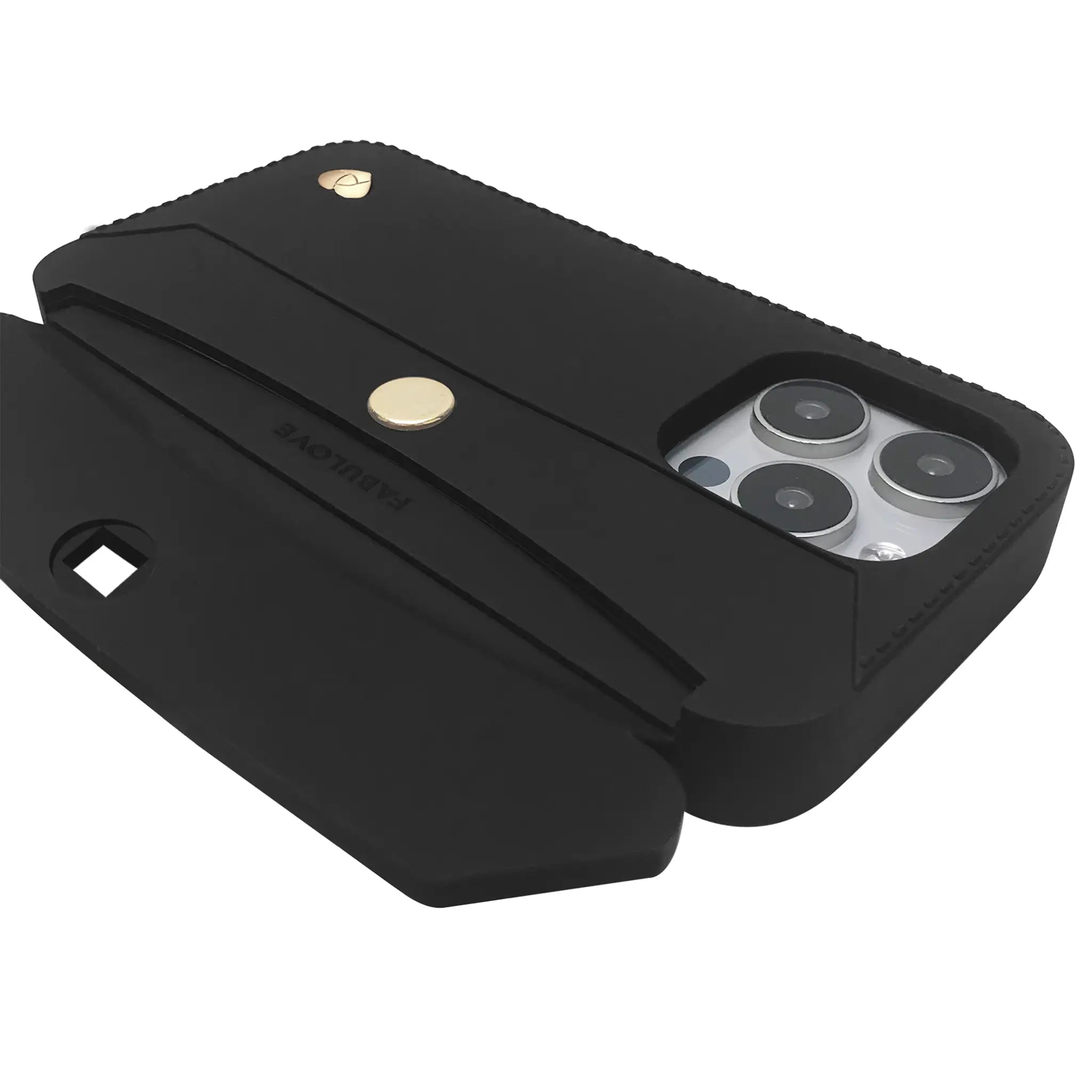 iPhone 16 Purse Case with Golden Accents - Black | Stylebase