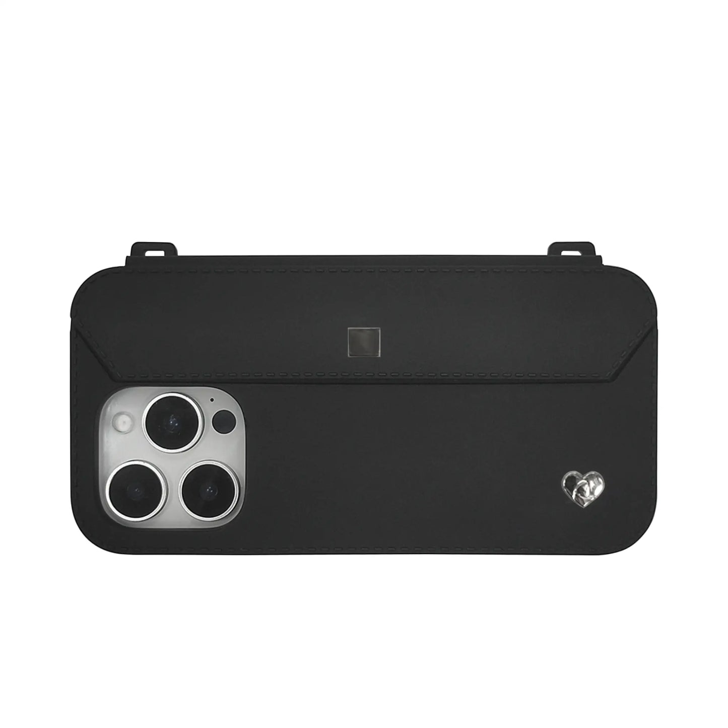 iPhone 16 Purse Case with Silver Accents - Black | Stylebase
